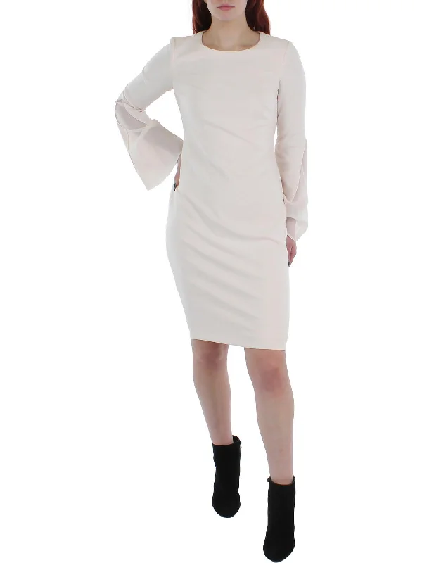 End Of Season Sale Womens Knit Chiffon Sleeves Sheath Dress