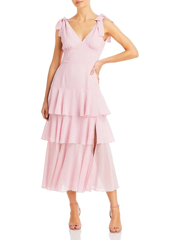 Discounts On Casual Weekend Styles Womens Tiered Midi Fit & Flare Dress