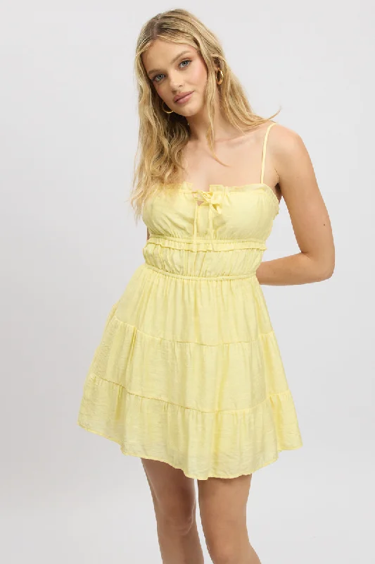 Limited Time Offers Yellow Fit And Flare Dress Cut Out