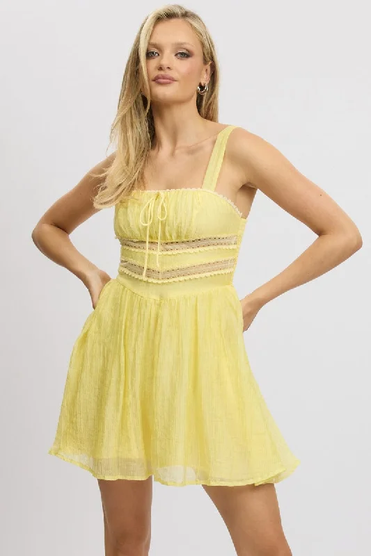 Stylish Savings Yellow Fit And Flare Dress Mini