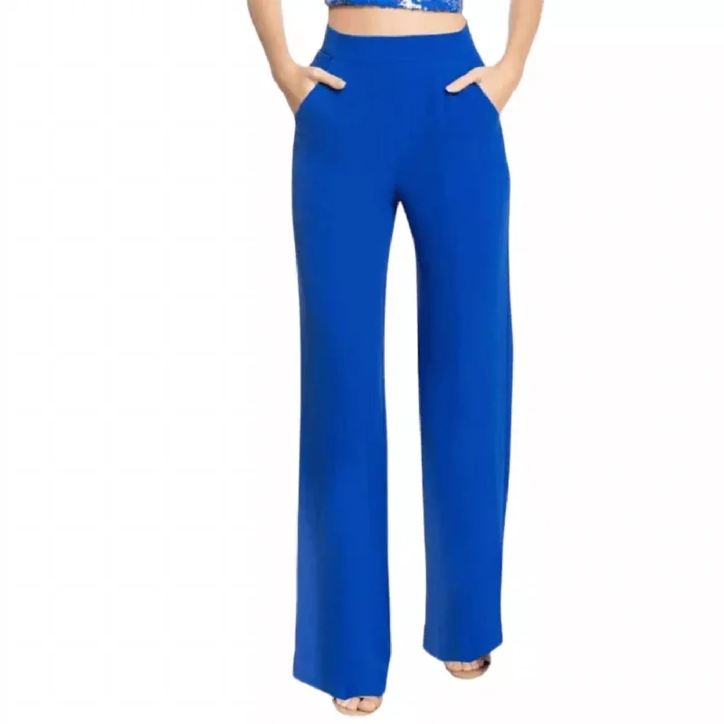 Huge Markdowns Ashton Wide Leg Split Hem Pants In Blue