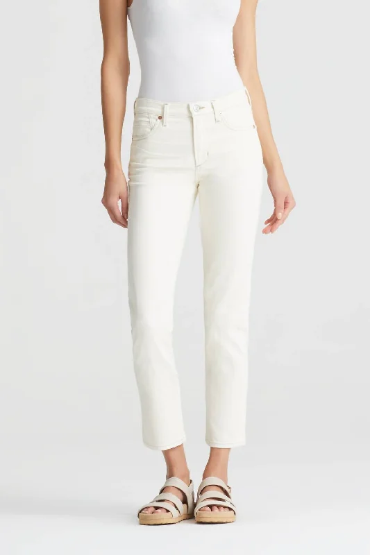 Trendy Pulse Cara High Rise Cigarette Ankle Jean In Light Cream