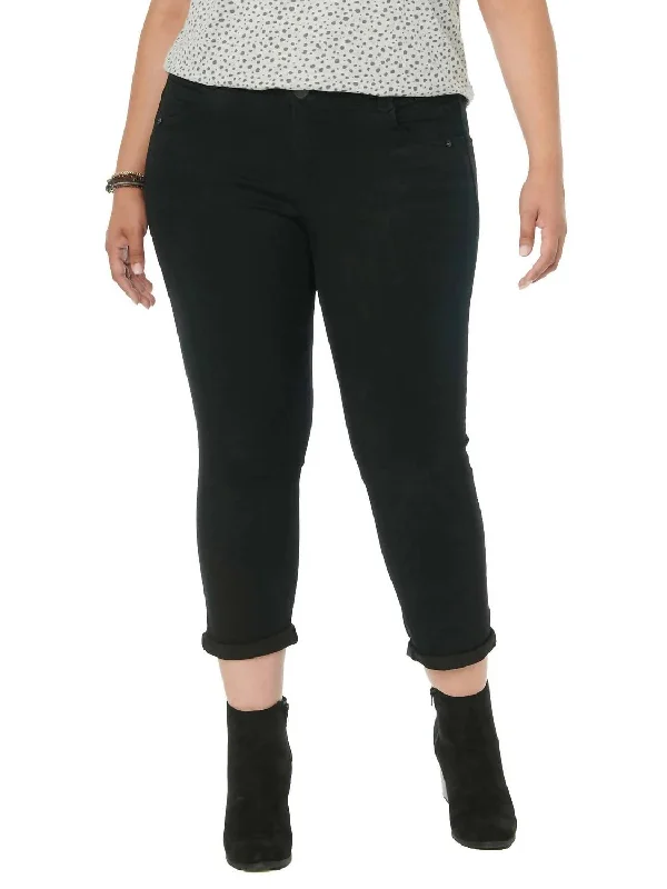 Elegant Style Curvy Ankle Skimmer Jeans - Plus In Black