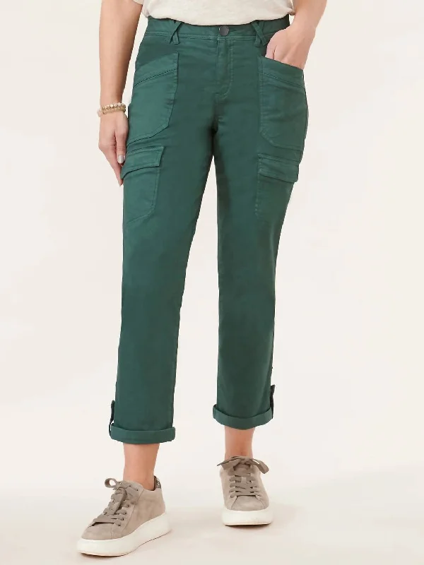 Special Offer High Rise Roll Cuff Cargo Utility Pants In Dusty Spruce