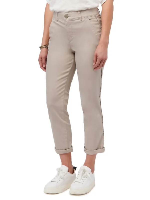 Limited Styles High Rise Roll Cuff Trouser In Taupe