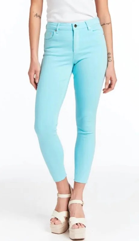 Signature Style Essentials Mona High Waist Skinny Crop Jean In Angle Blue