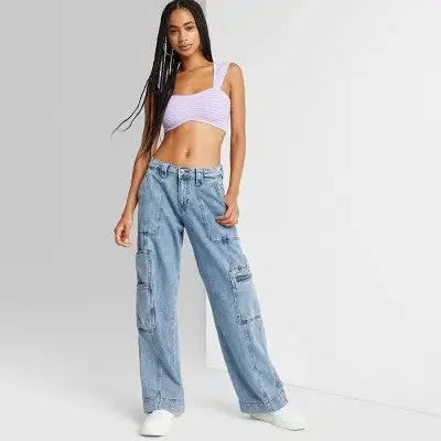 Imeless Style Wild Fable Women's High Rise Baggy Relaxed Cargo Jeans