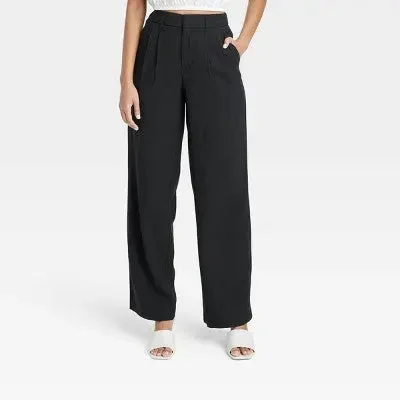 Limited Time Flash Sale New - A New Day Women's High Rise Straight Leg Casual Full Trouser Pants Midweight