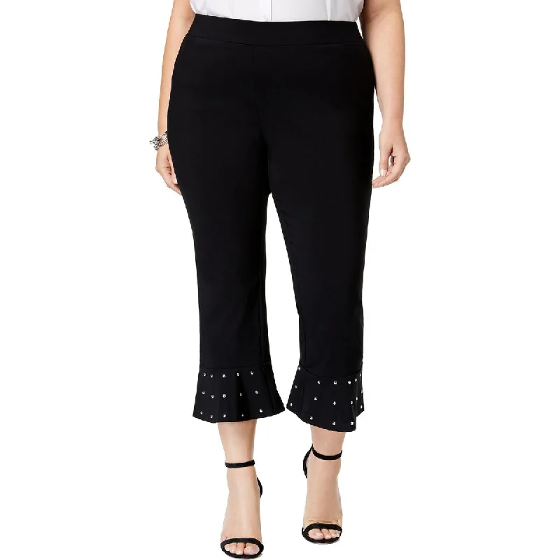 Trendy Urban Attire Plus Womens Ponte Studded Capri Pants