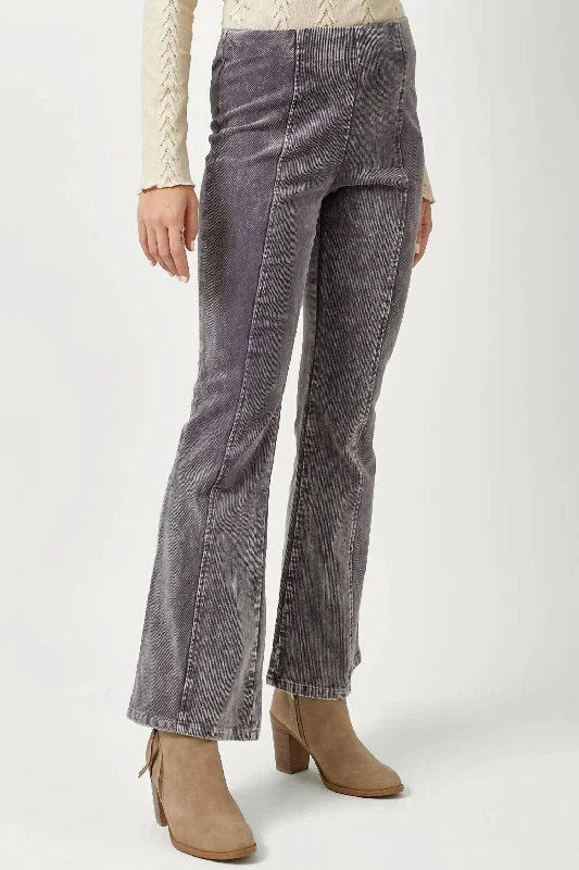 Comfort Meets Fashion Vintage Washed Corduroy Flare Pants In Vintage Grey