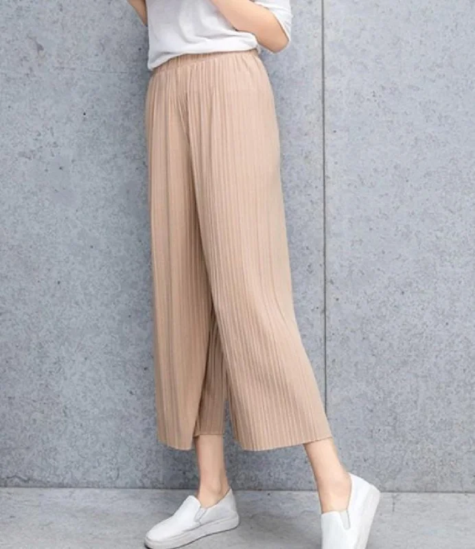 Minimalist Elegant Womens Flowy Chiffon Wide Leg Pants