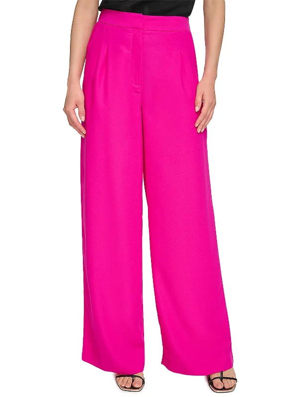 Everyday Wear Womens Pleated Crepe Wide Leg Pants